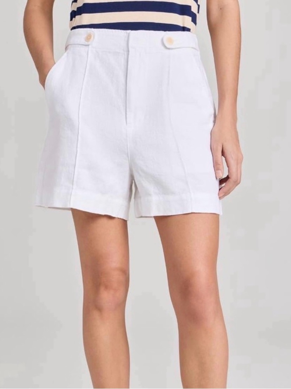 Madewell - White High-Waist Linen Blend Shorts